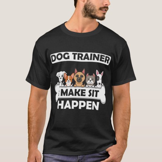おもしろい犬のトレーナーが子犬の教育を受ける Tシャツ (正面)