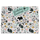 おもしろい犬のドードルの子供のシームレスなパターン ラージペーパーバッグ (正面)