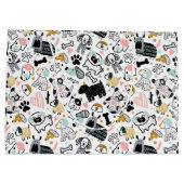 おもしろい犬のドードルの子供のシームレスなパターン ラージペーパーバッグ (裏面)