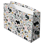 おもしろい犬のドードルの子供のシームレスなパターン ラージペーパーバッグ (裏面アングル)