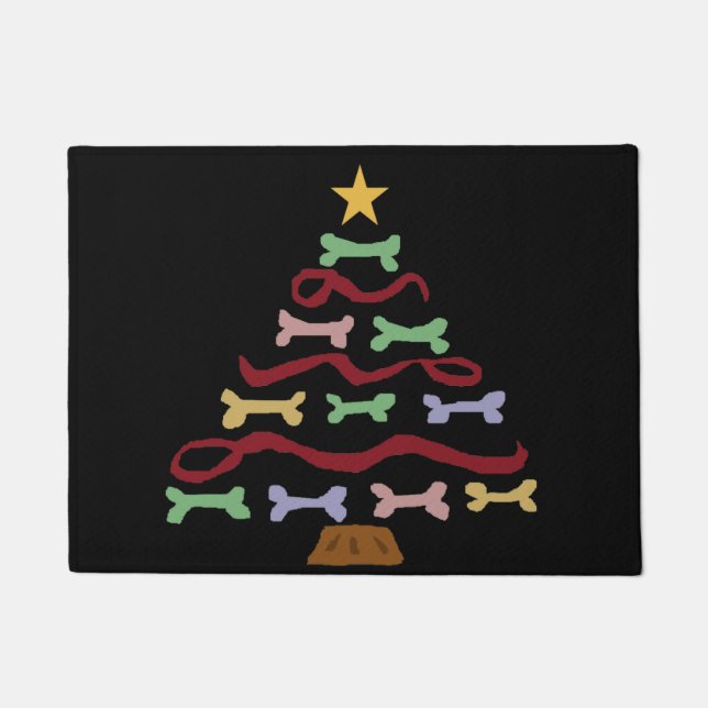 おもしろい犬のビスケットのクリスマスツリーの芸術 ドアマット (正面)