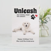 おもしろい犬のペット写真 ホリデーシーズン ハッピーホリデーカード シーズンカード (スタンド正面)