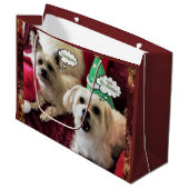 おもしろい犬の休日のクリスマスのギフトバッグ ラージペーパーバッグ (正面アングル)