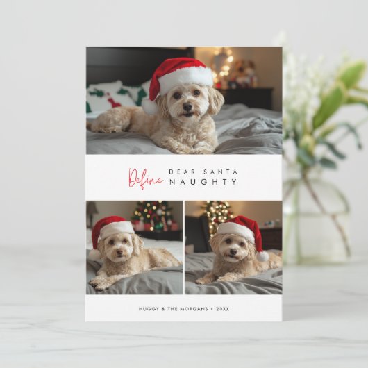 おもしろい犬の写真のいけなクリスマスの挨拶 シーズンカード (スタンド正面)