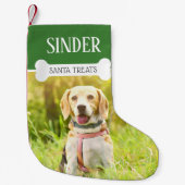 おもしろい犬の写真パーソナライズされた スモールクリスマスストッキング (正面)