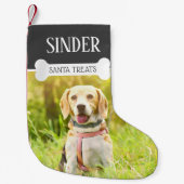おもしろい犬の写真パーソナライズされた スモールクリスマスストッキング (正面)