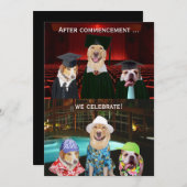 おもしろい犬の卒業のパーティの招待状 招待状 (正面/裏面)