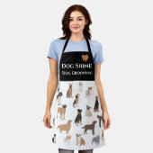 おもしろい犬の品種パターンペットサービスグルーミング エプロン (着用した状態)