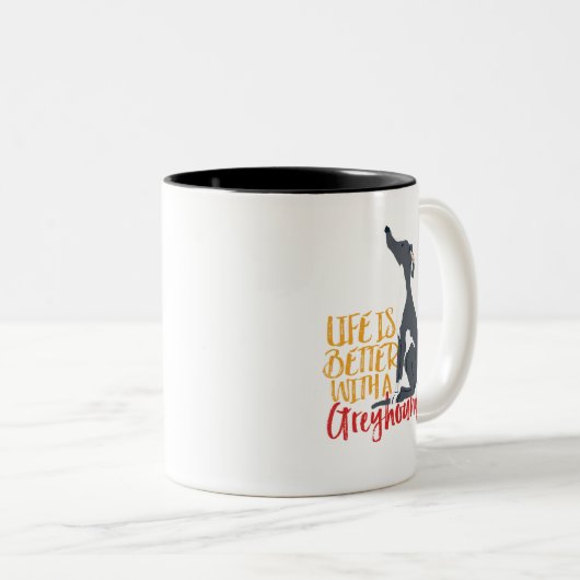 おもしろい犬の恋人の生活はグレイハウンドで良い ツートーンマグカップ (正面右)