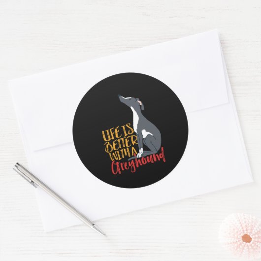 おもしろい犬の恋人の生活はグレイハウンドで良い ラウンドシール (封筒)