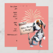 おもしろい犬の新年オープンハウスパーティーへの招待 招待状 (正面/裏面)