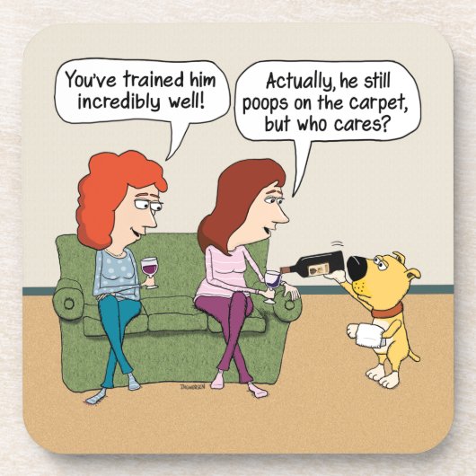 おもしろい犬の注ぐワイン場合のないPooping コースター (正面)