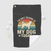 おもしろい犬の話すレトロな夕日 ゴルフタオル (インサイチュ)