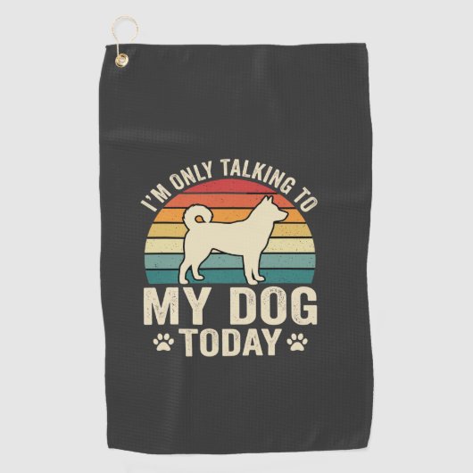 おもしろい犬の話すレトロな夕日 ゴルフタオル (正面)