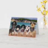 おもしろい犬の9月19日の誕生日 カード (黄色い花)