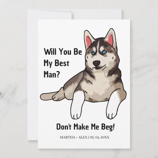 おもしろい犬のGrroomsmen提案私の新郎になる 招待状 (正面)