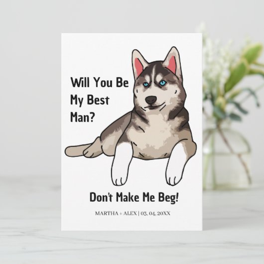 おもしろい犬のGrroomsmen提案私の新郎になる 招待状 (スタンド正面)