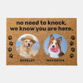 おもしろい犬はノックするカスタム必要がない2ペット犬の写真 ドアマット (正面)
