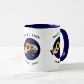 おもしろい犬は宇宙でドギーコーインを捕獲する マグカップ (正面右)