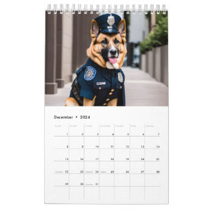 おもしろい犬は警察の格好で カレンダー