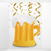 おもしろい犬は集団パーティーハットでビールを流す 三つ折りクリスマスカード (内部中)