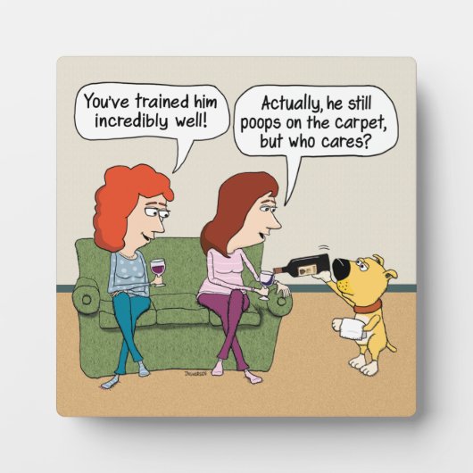 おもしろい犬を注ぐ時に飲む フォトプラーク (正面)