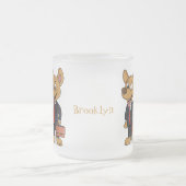 おもしろい犬を着たビジネススーツ漫画 フロストグラスマグカップ (中央)