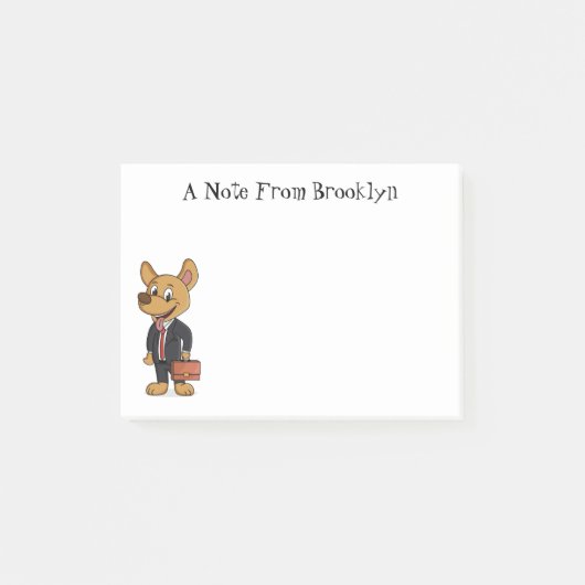 おもしろい犬を着たビジネススーツ漫画 ポストイット (正面)