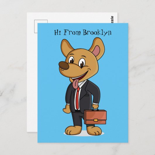 おもしろい犬を着たビジネススーツ漫画 ポストカード (正面/裏面)