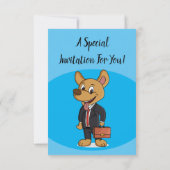 おもしろい犬を着たビジネススーツ漫画 招待状 (裏面)