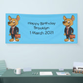 おもしろい犬を着たビジネススーツ漫画 横断幕 (トレードショー)