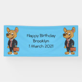 おもしろい犬を着たビジネススーツ漫画 横断幕 (横)