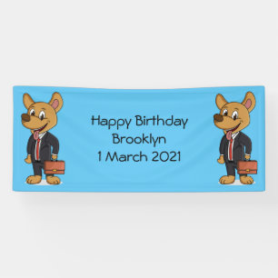 おもしろい犬を着たビジネススーツ漫画 横断幕