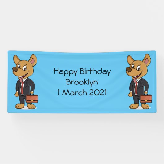 おもしろい犬を着たビジネススーツ漫画 横断幕 (横)