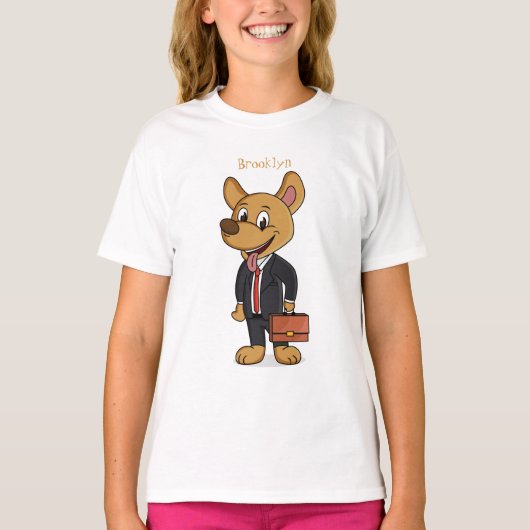 おもしろい犬を着たビジネススーツ漫画 Tシャツ (正面)