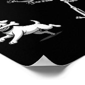 おもしろい犬を追不気味いかけるユーモアのハロウィーンのスケルトン ポスター (角)