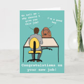 おもしろい犬イラストレーションおめでとう新しいジョブカー カード (正面)