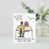 おもしろい犬イラストレーションおめでとう新しいジョブpos ポストカード (スタンド正面)