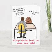 おもしろい犬イラストレーションおめでとう新しい仕事 カード (正面)