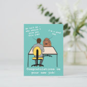 おもしろい犬イラストレーションおめでとう新しい仕事 ポストカード (スタンド正面)