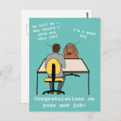 おもしろい犬イラストレーションおめでとう新しい仕事 ポストカード (正面/裏面)