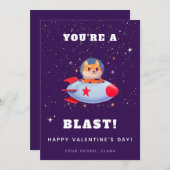 おもしろい犬イン宇宙船ロケットキッズバレンタインデー シーズンカード (正面/裏面)