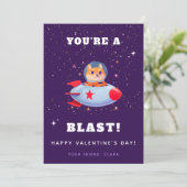 おもしろい犬イン宇宙船ロケットキッズバレンタインデー シーズンカード (スタンド正面)