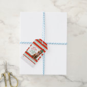 おもしろい犬イン小妖精や小人ハット&スカーフレッドグリーンクリスマス ギフトタグ (より糸付き)