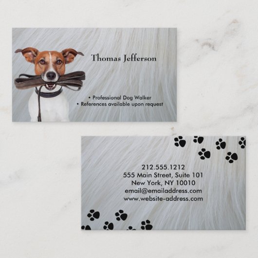 おもしろい犬ウォーカー名刺 ロイヤリティカード (正面/裏面)