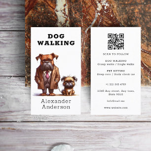 おもしろい犬ウォーカー歩くペット座りQRコード 名刺