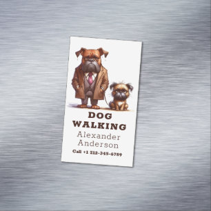 おもしろい犬ウォーカー歩くペット座 マグネット名刺