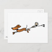 おもしろい犬ウォークカートゥーンオリジナル ポストカード (正面/裏面)