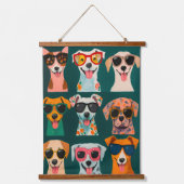 おもしろい犬ウォールアートプリントドッグカラフルズ 吊り下げ型タペストリー (正面)