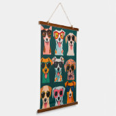 おもしろい犬ウォールアートプリントドッグカラフルズ 吊り下げ型タペストリー (傾斜あり)